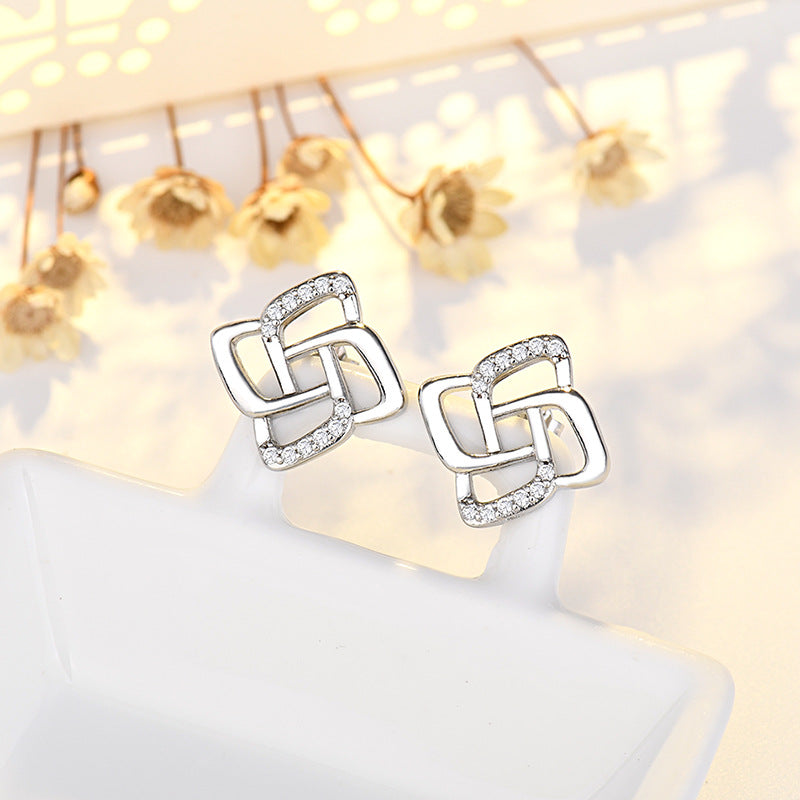 Wholesale Copper Geometric Diamond Earrings